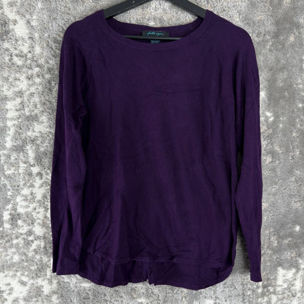 Faith & Zoe Size M Casual Pullover Top Purple Long Sleeve Round Neck Shirt